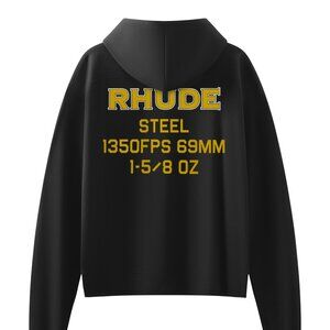 Rhude Black Steel Specification Graphic Print Hoodie